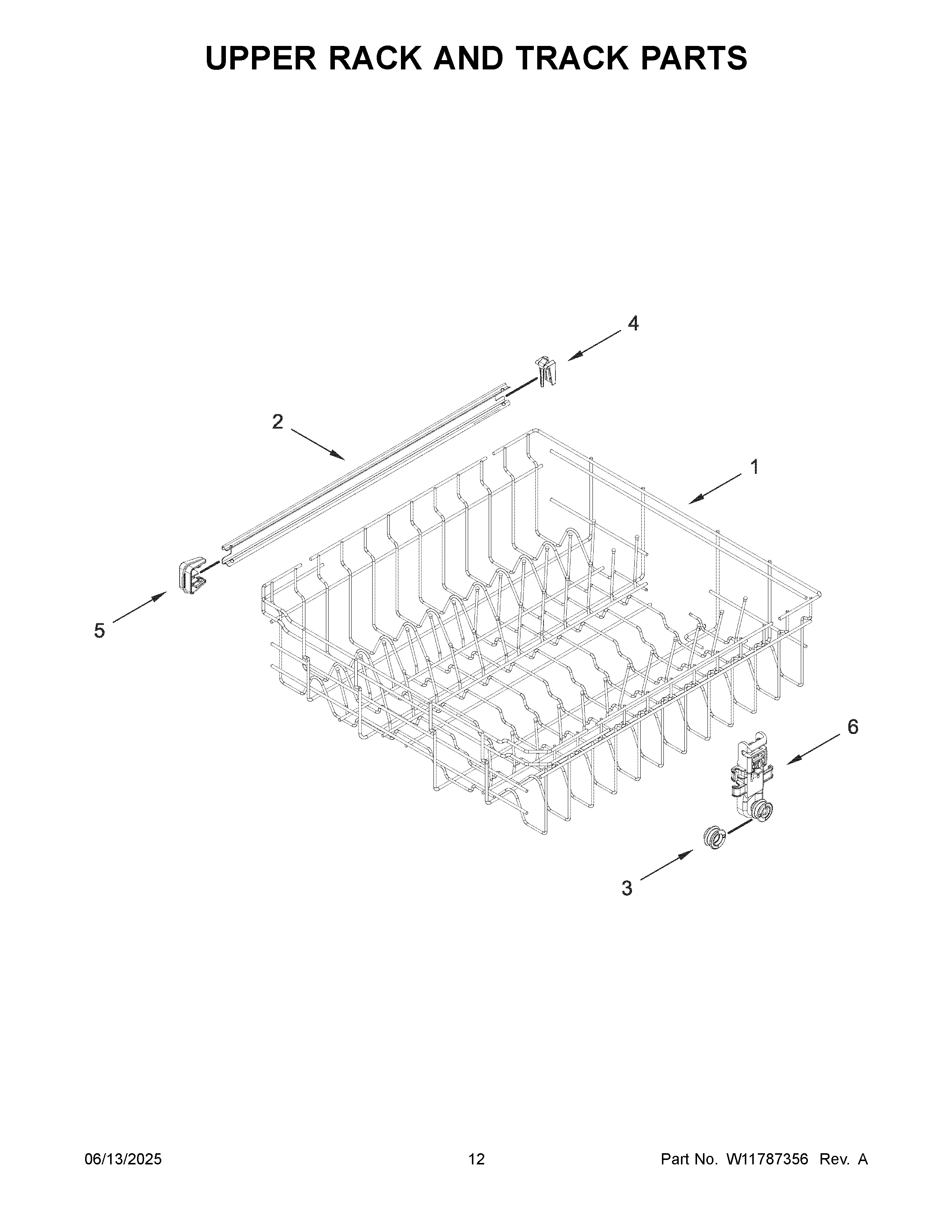 Upper rack and track parts