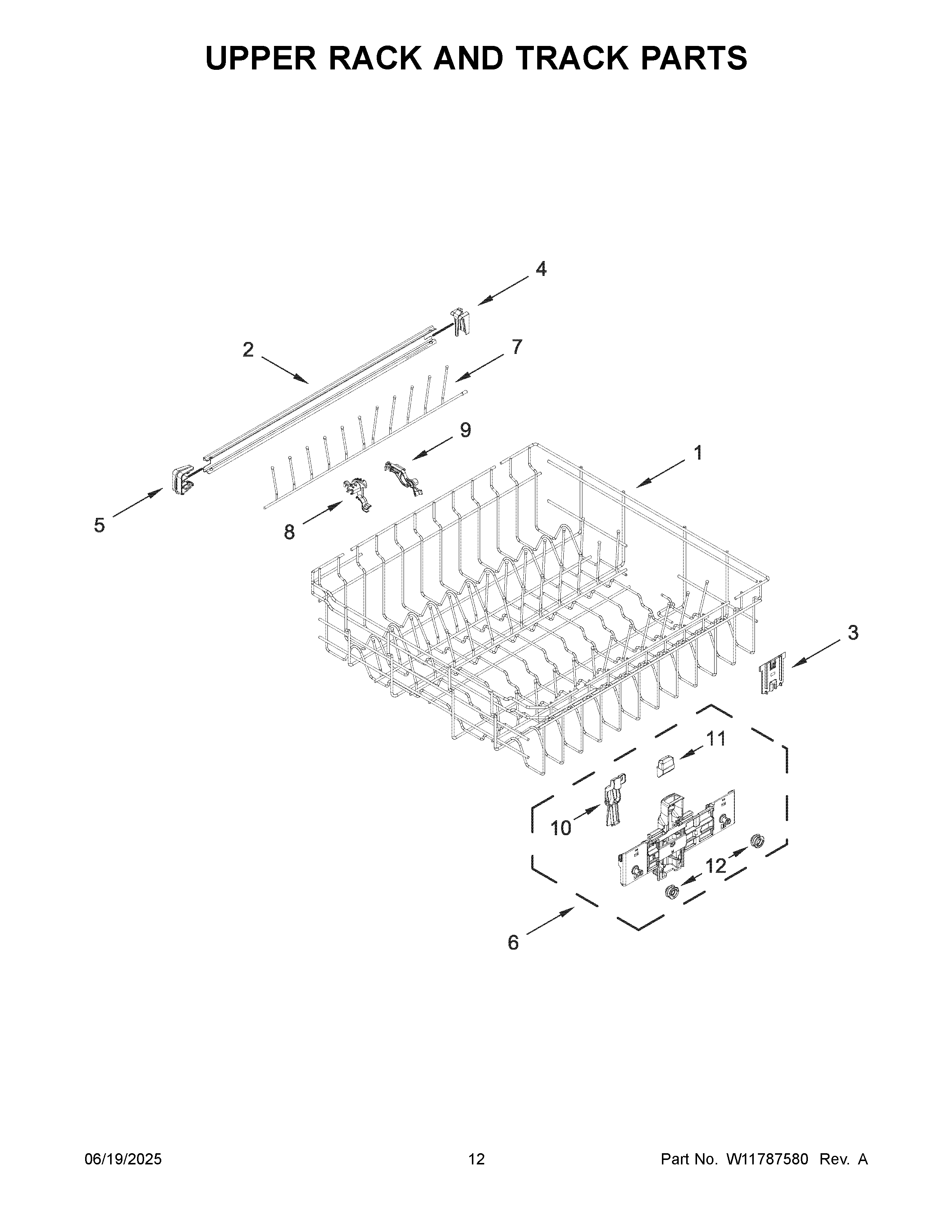Upper rack and track parts