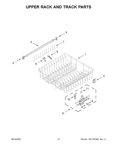 Upper rack and track parts