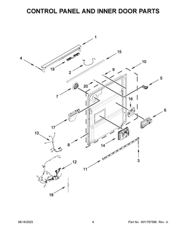 Control panel and inner door parts