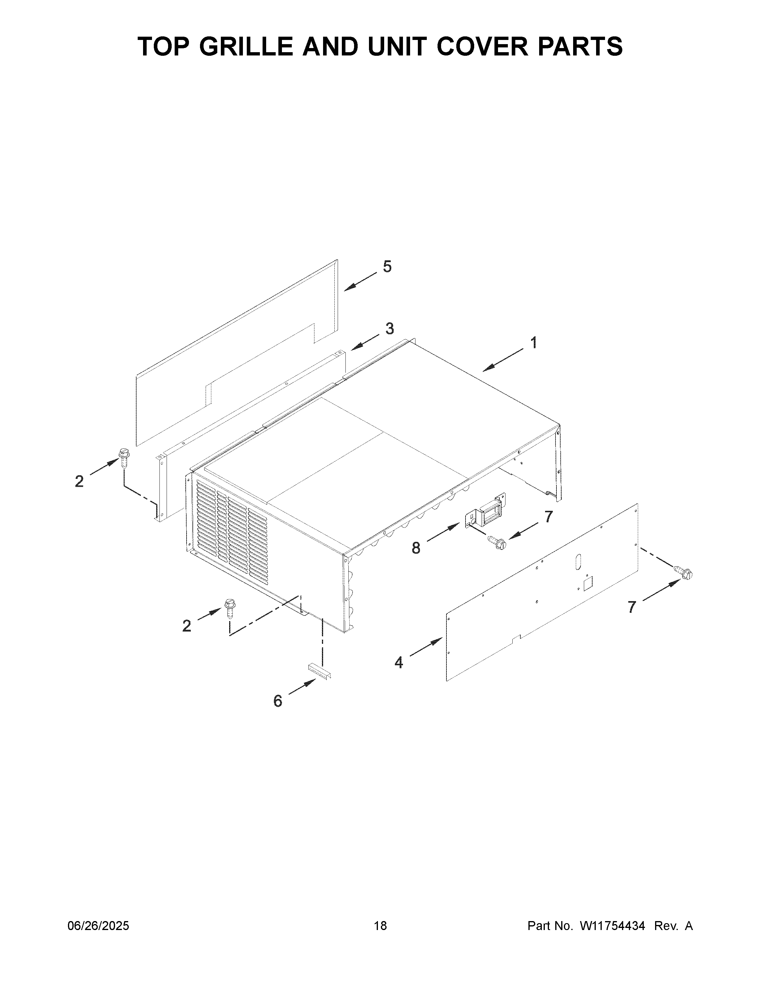 Top grille and unit cover parts