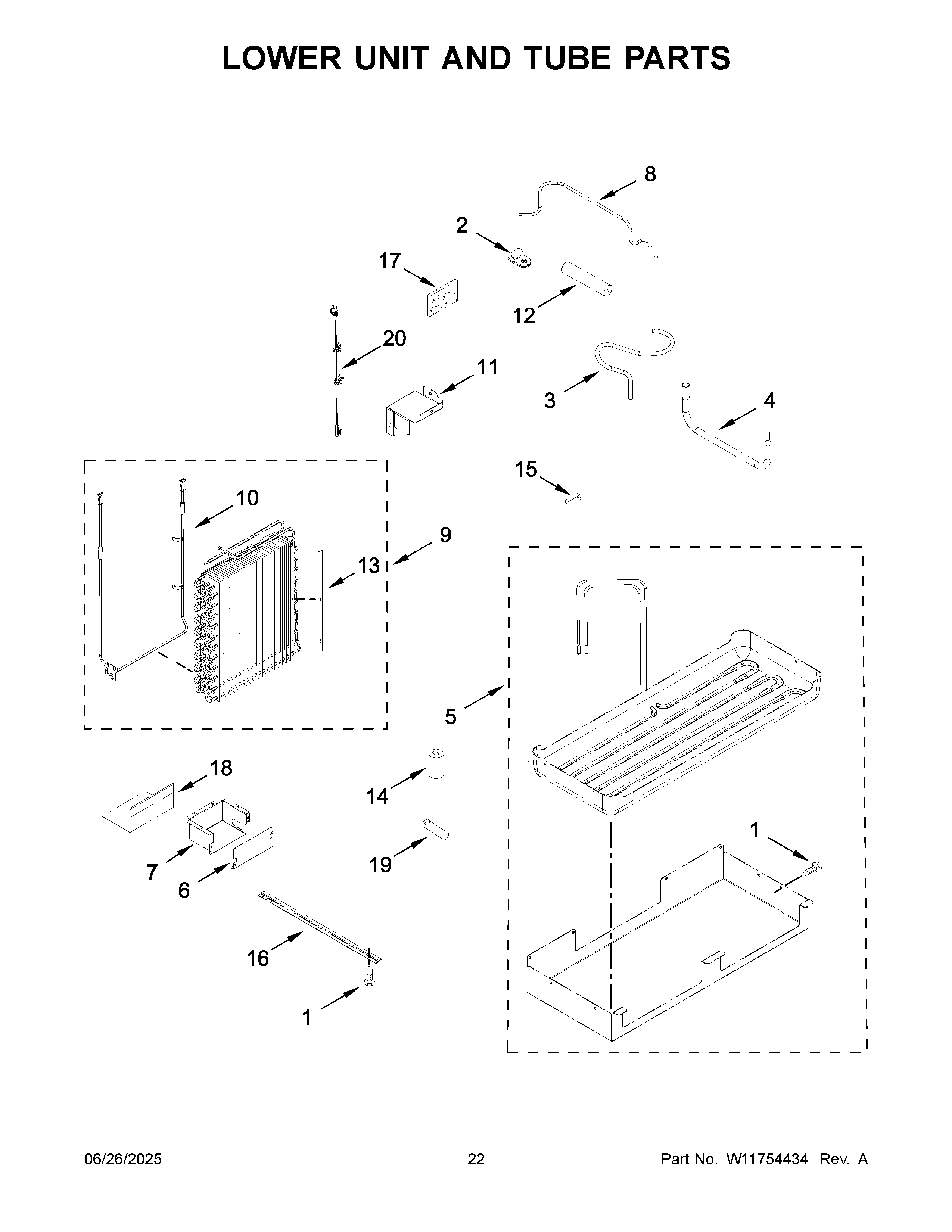 Lower unit and tube parts
