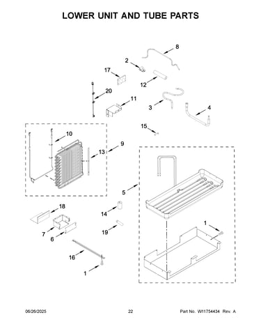 Lower unit and tube parts
