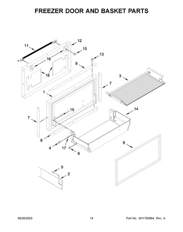Freezer door and basket parts