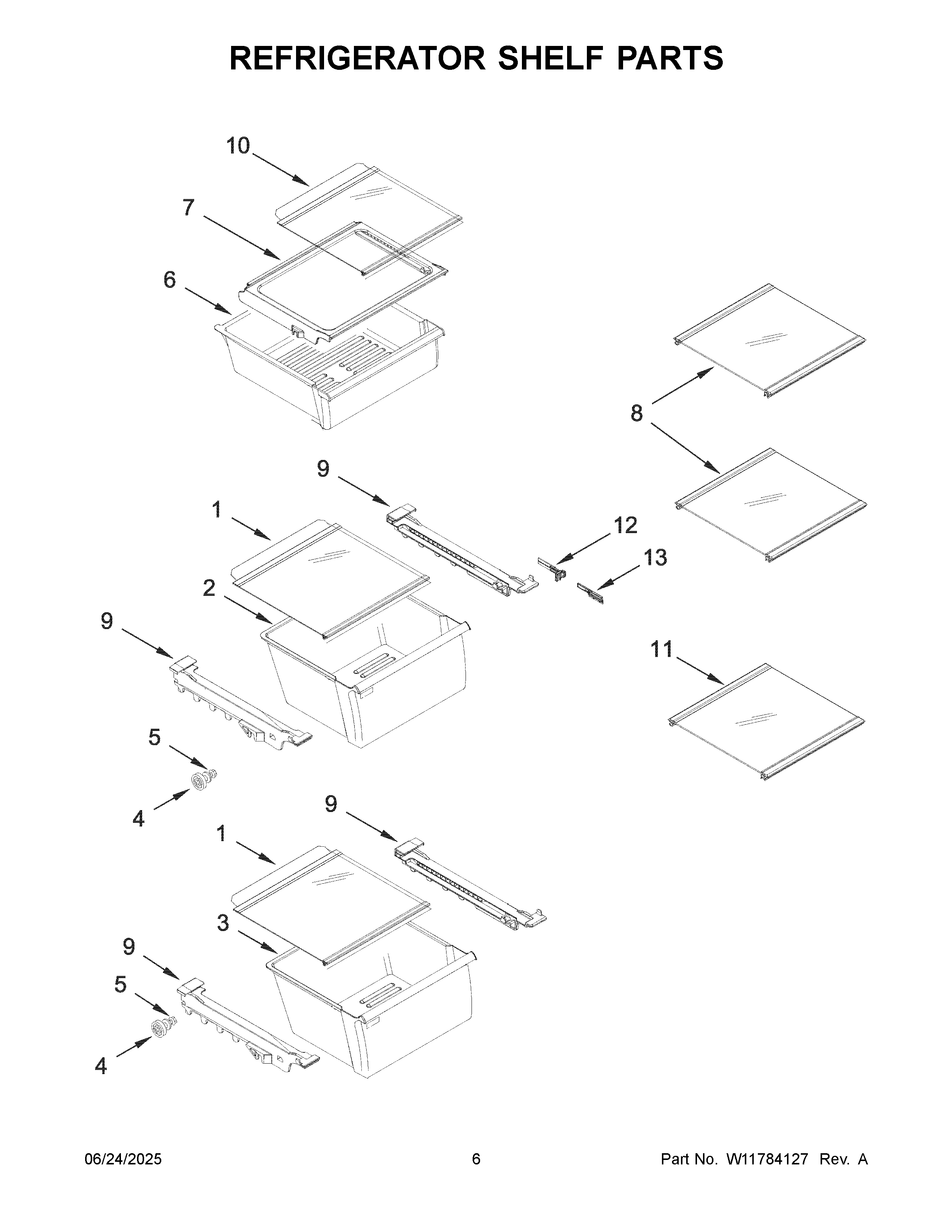 Refrigerator shelf parts