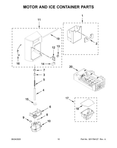 Motor and ice container parts