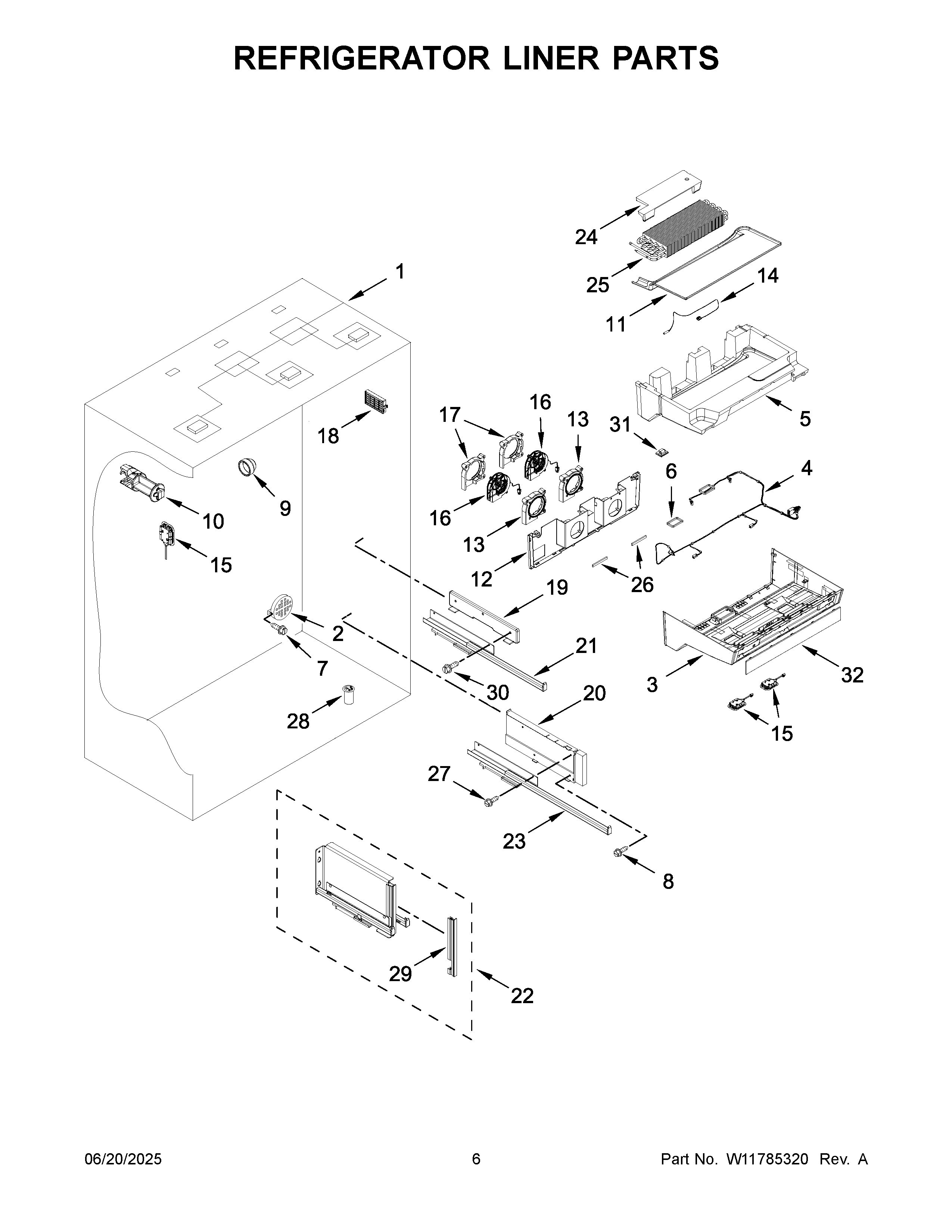 Refrigerator liner parts