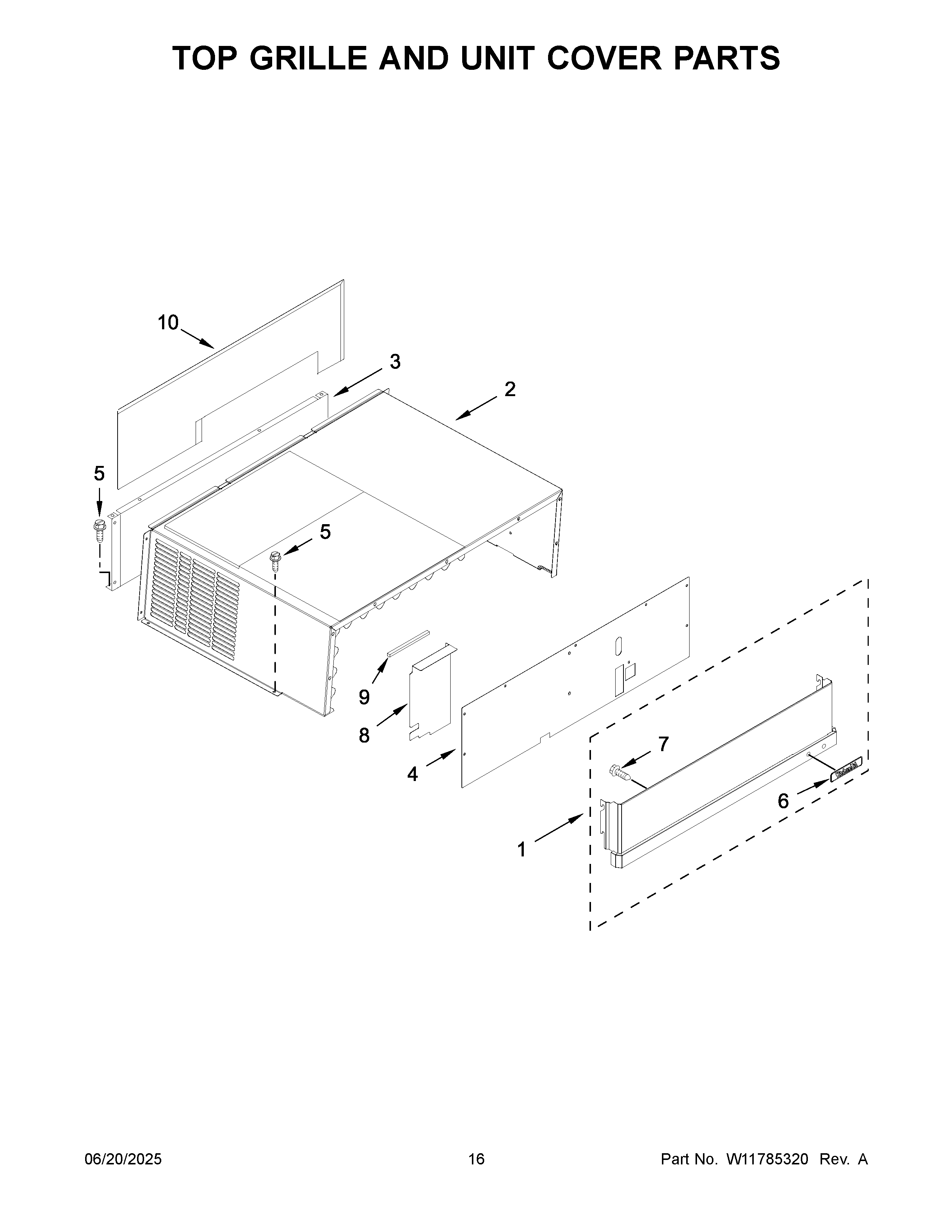 Top grille and unit cover parts