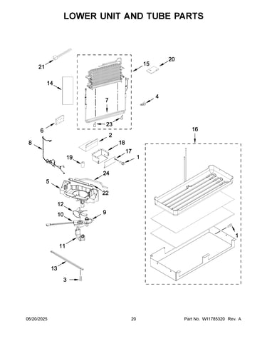 Lower unit and tube parts