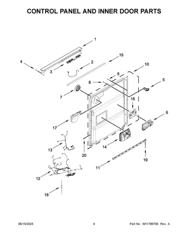 Control panel and inner door parts