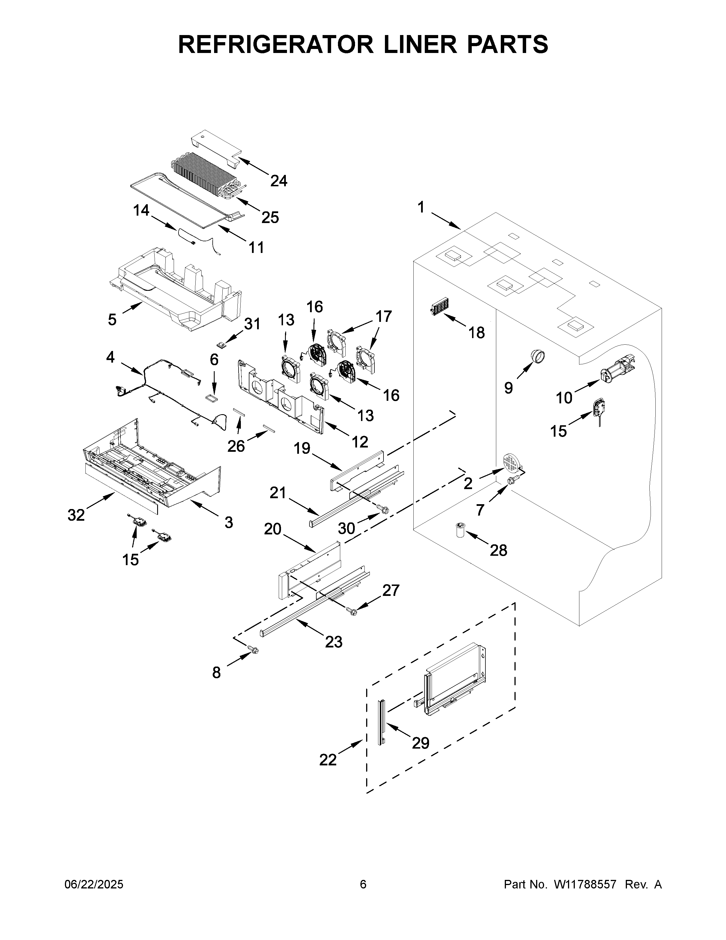 Refrigerator liner parts
