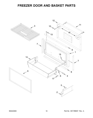 Freezer door and basket parts
