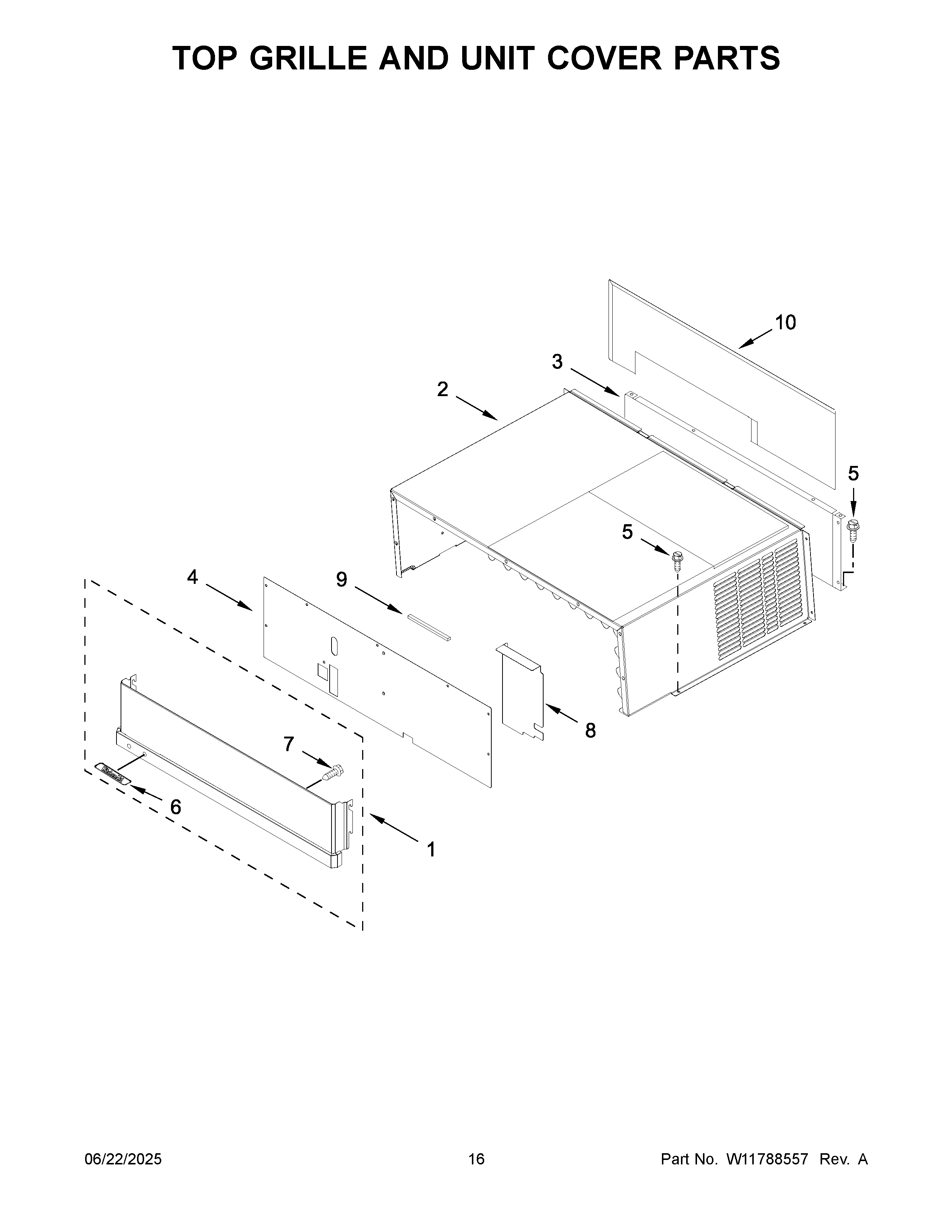 Top grille and unit cover parts