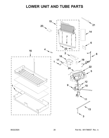 Lower unit and tube parts