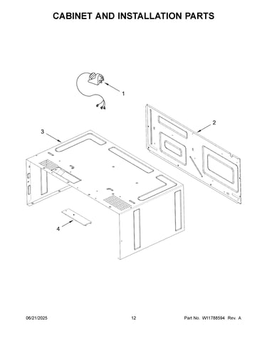 Cabinet and installation parts