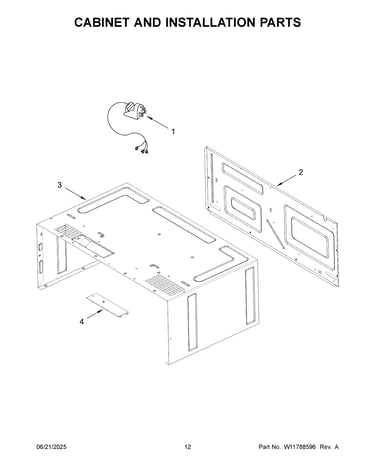 Cabinet and installation parts