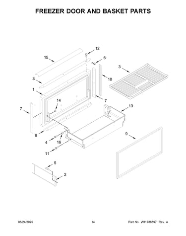 Freezer door and basket parts