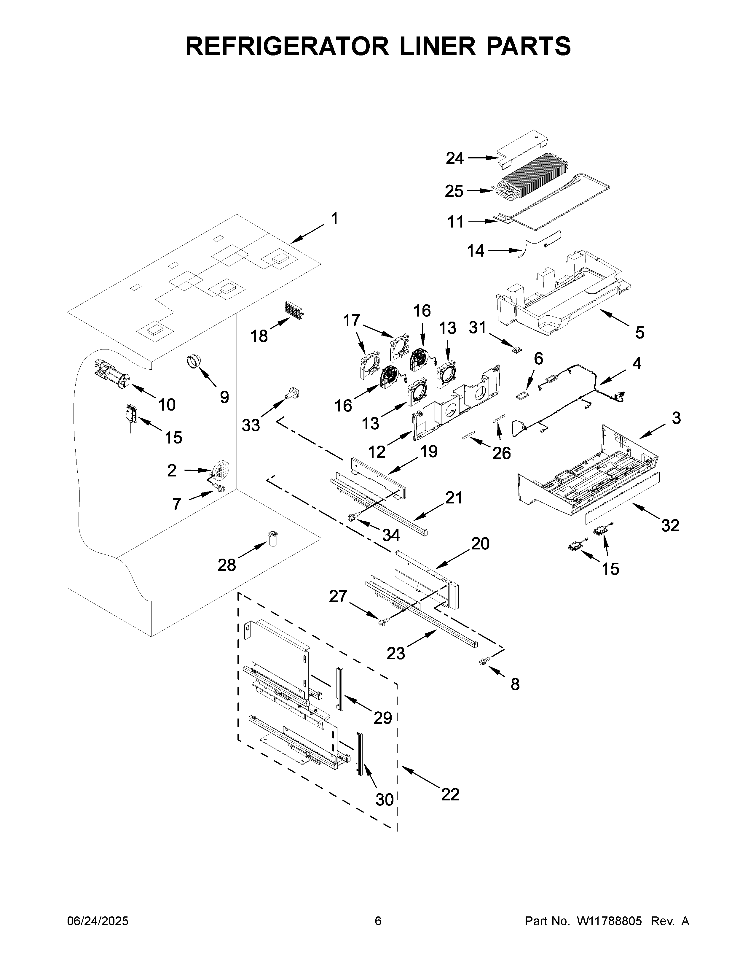 Refrigerator liner parts