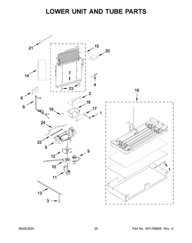 Lower unit and tube parts