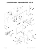 Freezer liner and icemaker parts