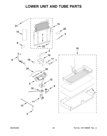 Lower unit and tube parts