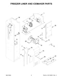 Freezer liner and icemaker parts