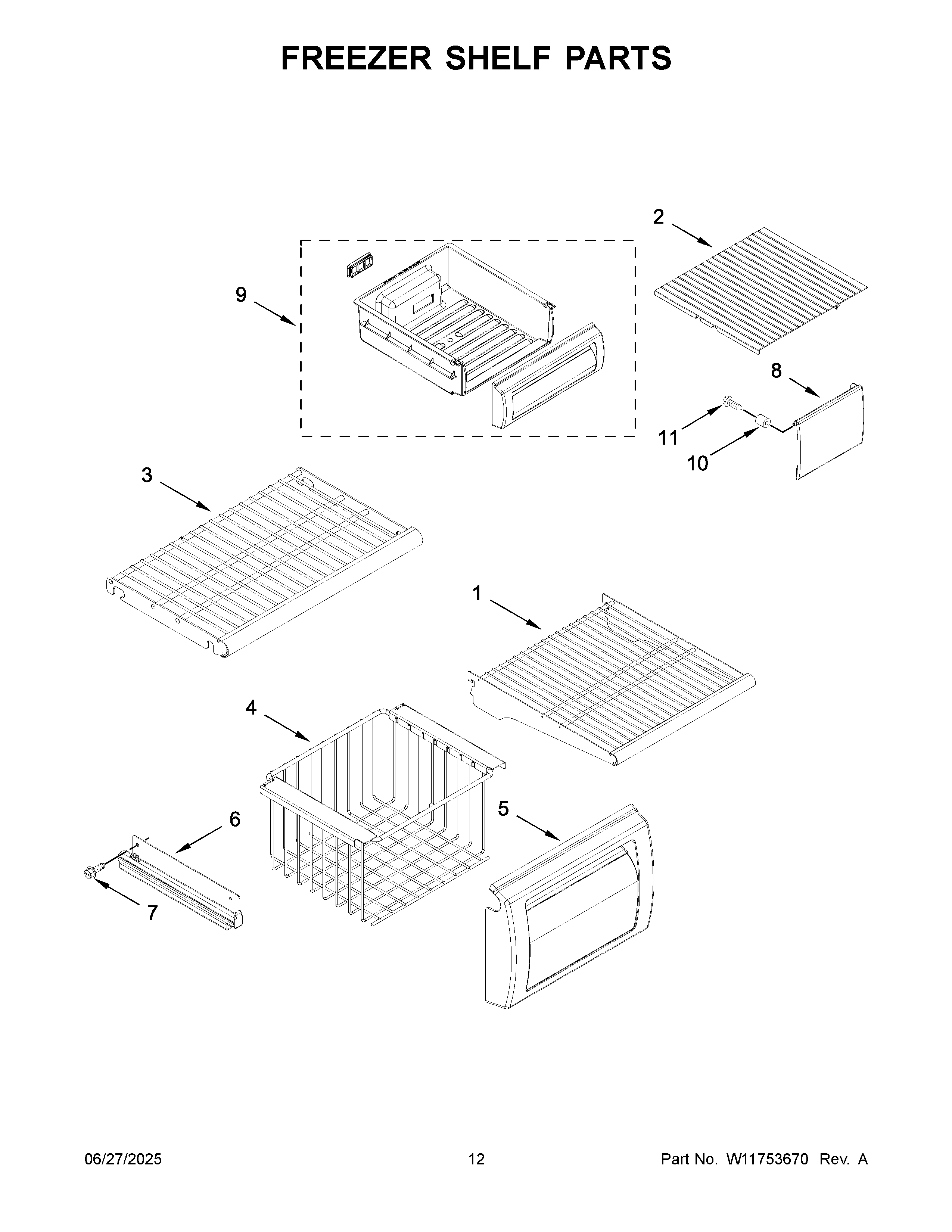 Freezer shelf parts