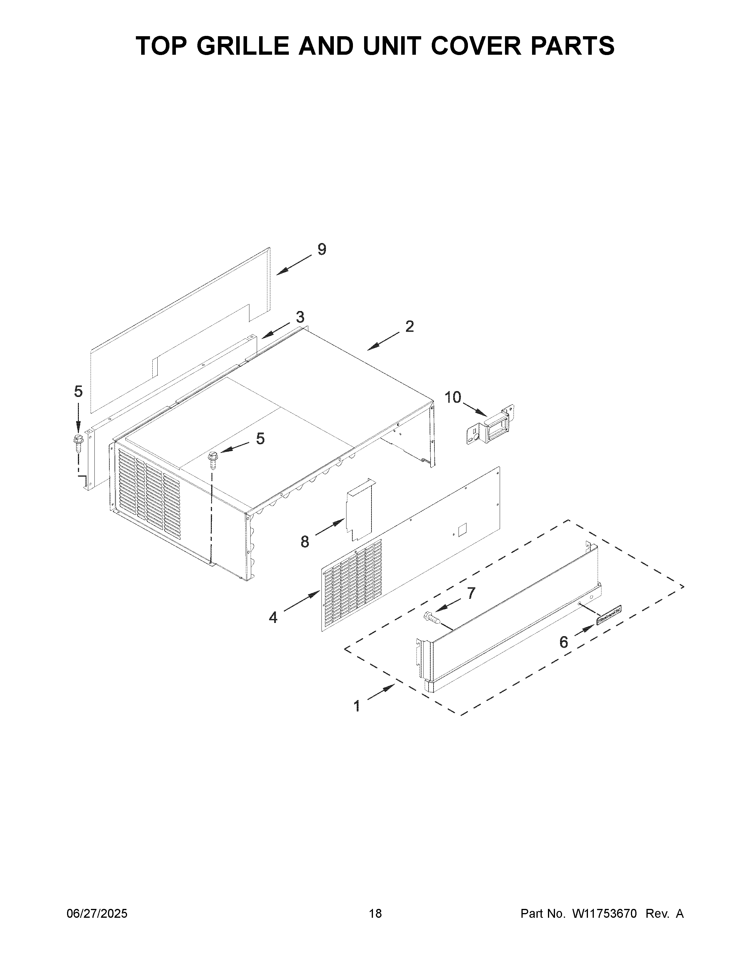 Top grille and unit cover parts