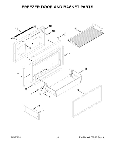 Freezer door and basket parts
