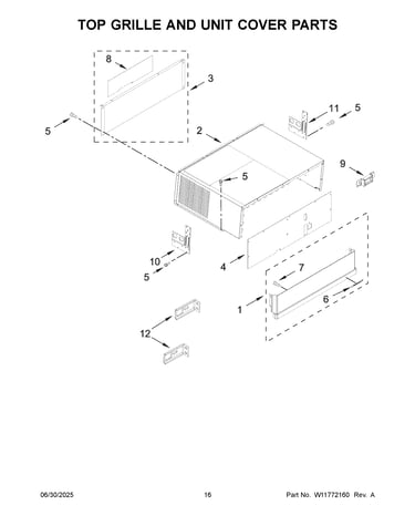 Top grille and unit cover parts