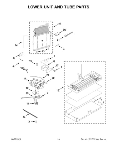 Lower unit and tube parts
