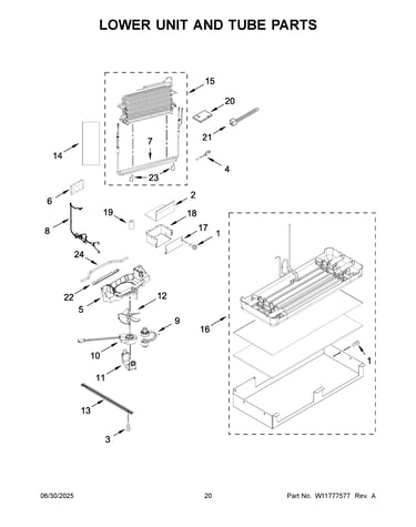 Lower unit and tube parts