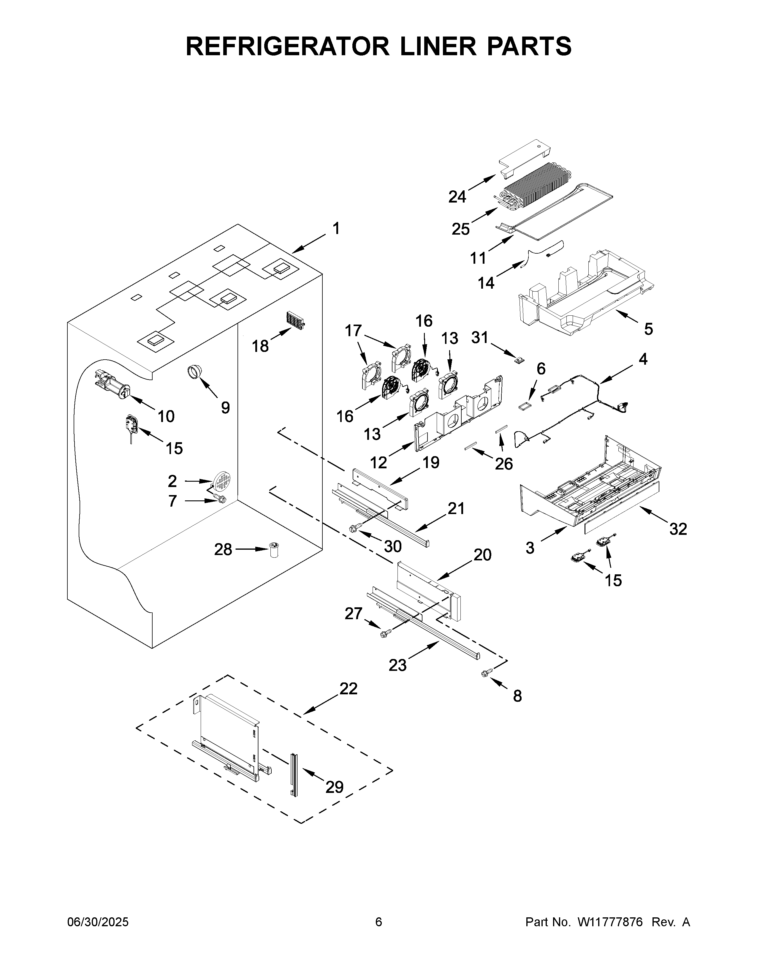 Refrigerator liner parts