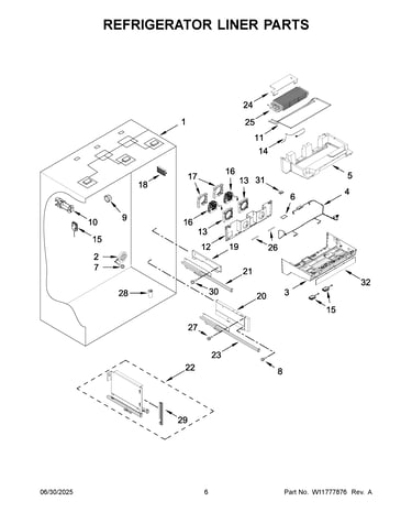 Refrigerator liner parts