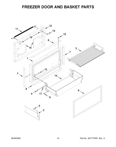 Freezer door and basket parts