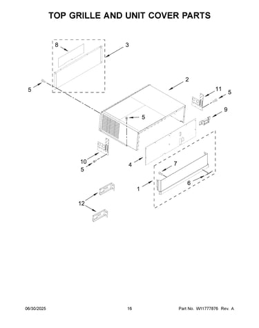 Top grille and unit cover parts