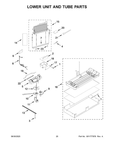 Lower unit and tube parts
