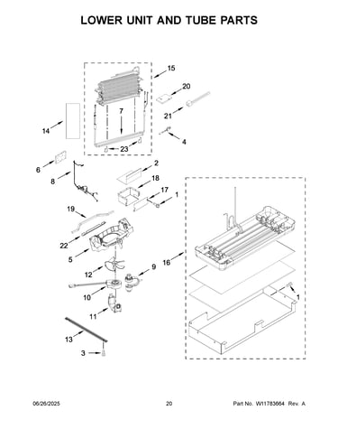 Lower unit and tube parts