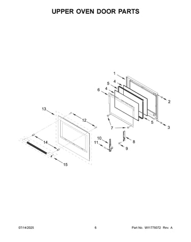Upper oven door parts