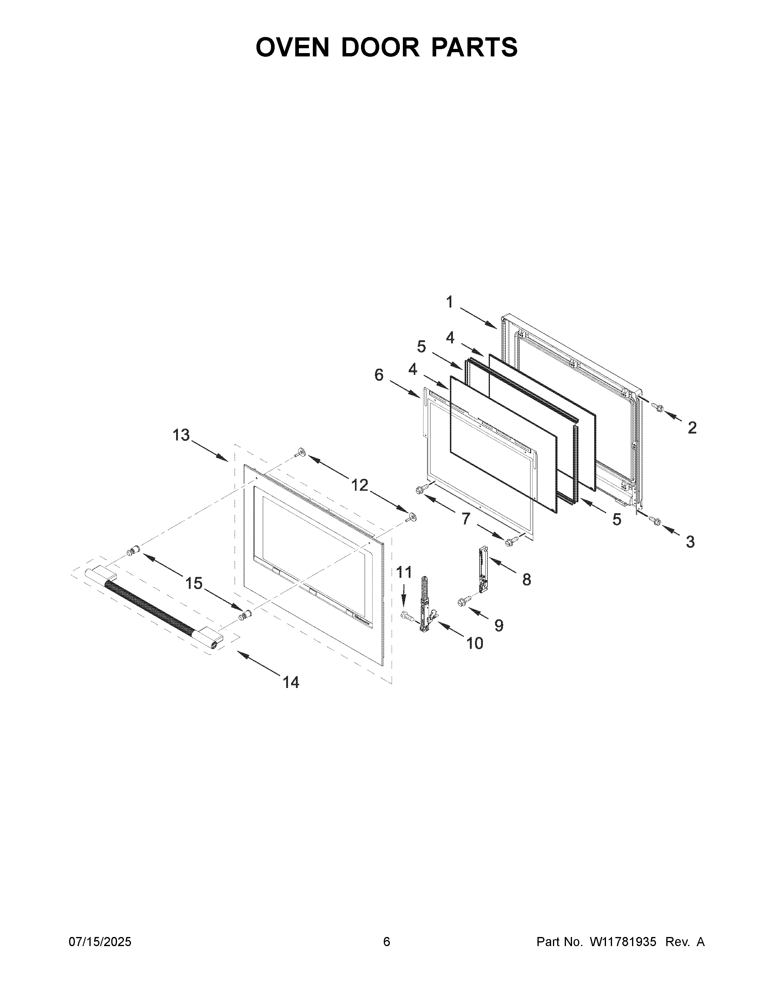 Oven door parts
