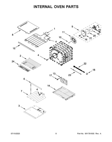 Internal oven parts
