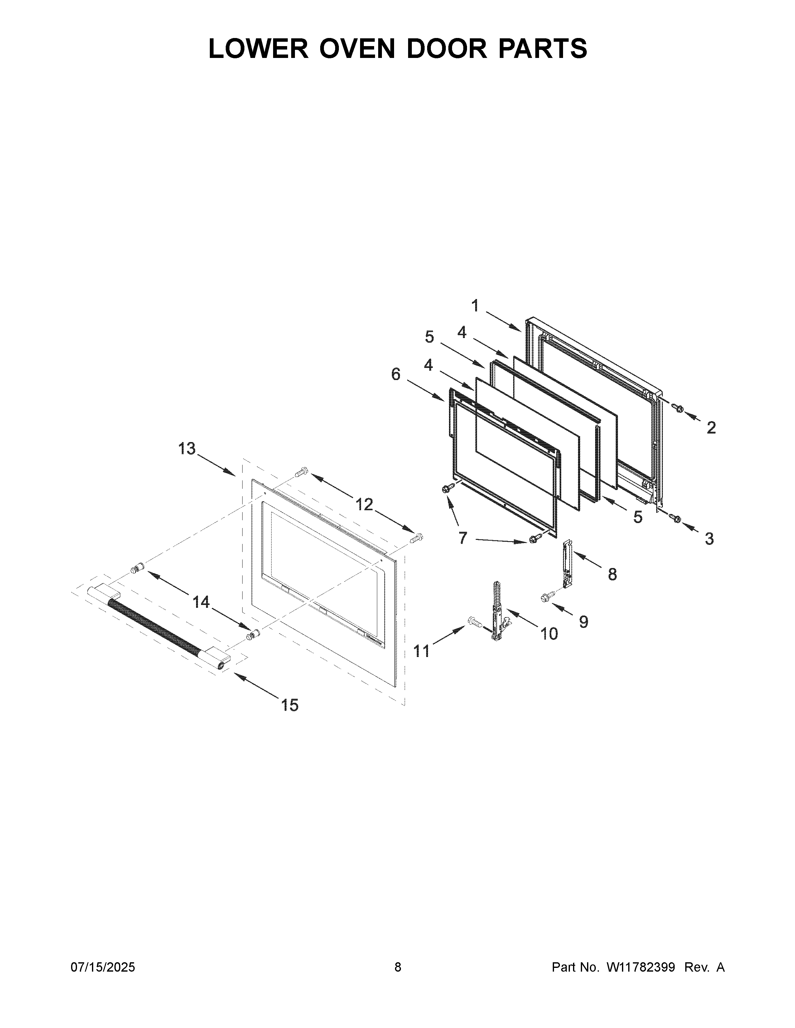 Lower oven door parts