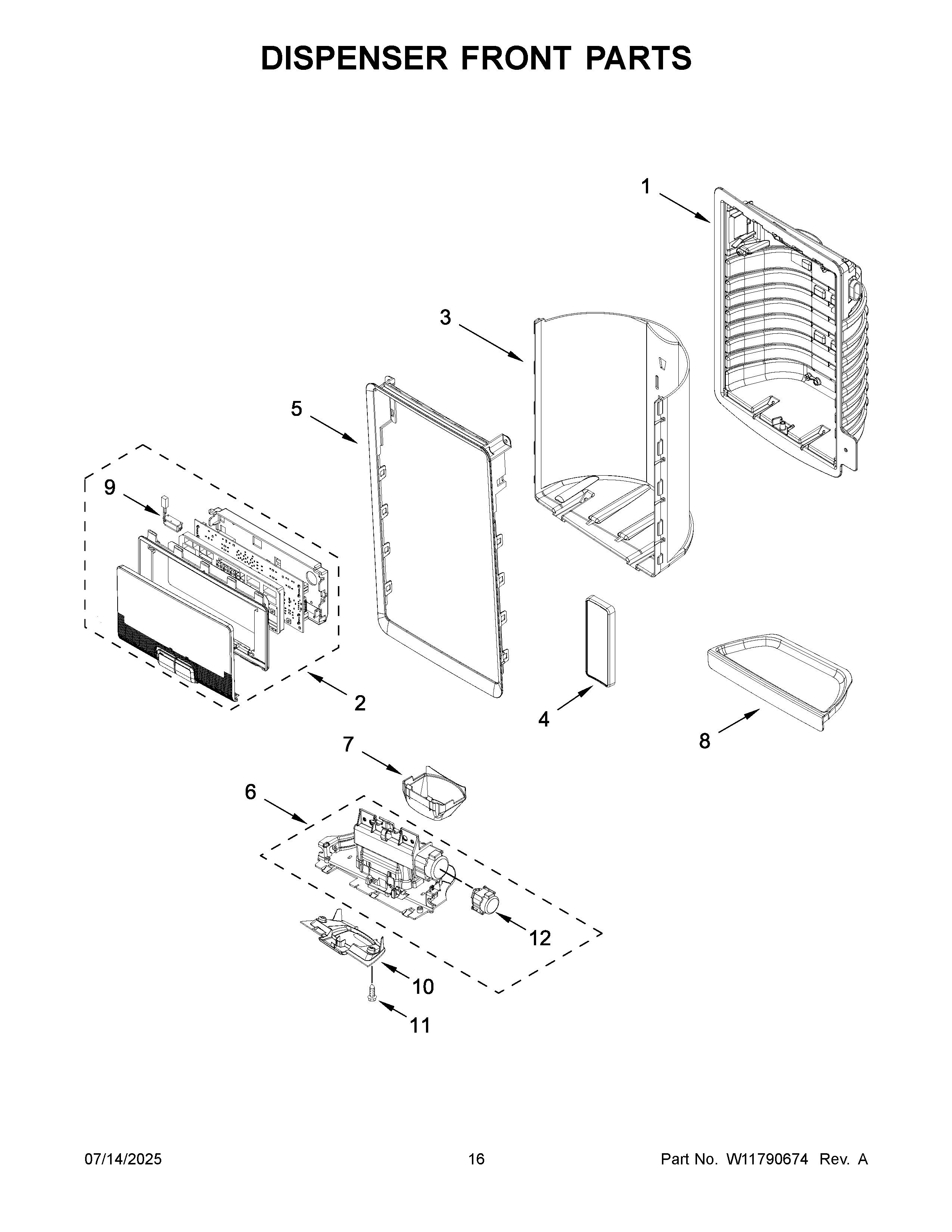 Dispenser front parts