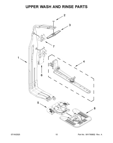 Upper wash and rinse parts
