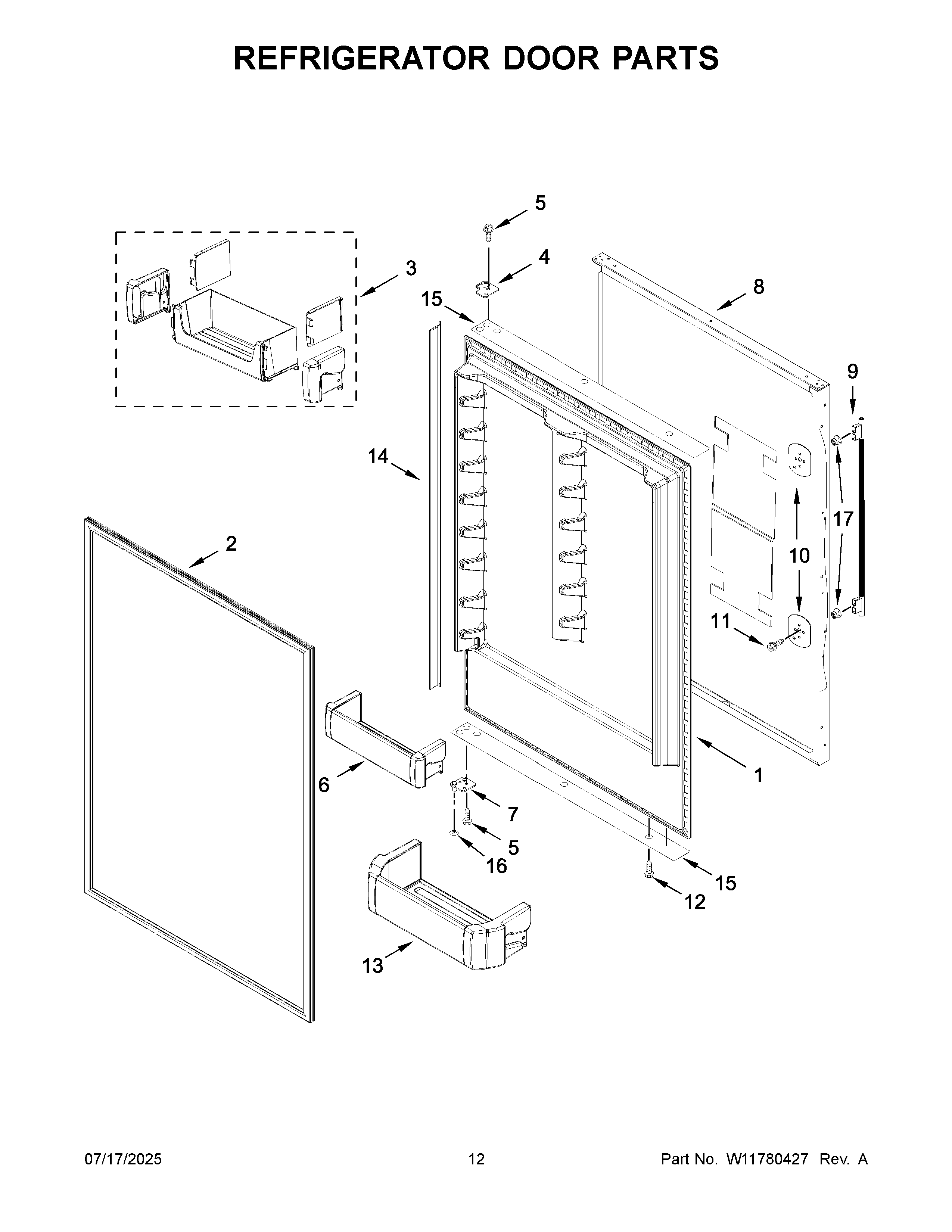 Refrigerator door parts