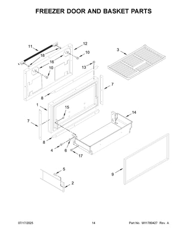 Freezer door and basket parts