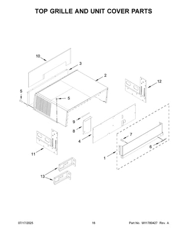 Top grille and unit cover parts