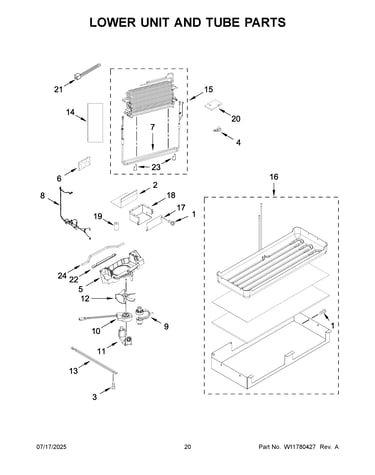 Lower unit and tube parts