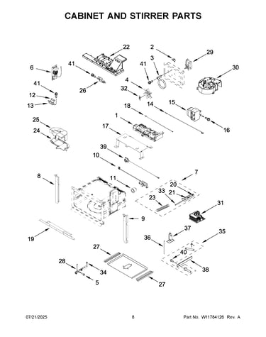 Cabinet and stirrer parts