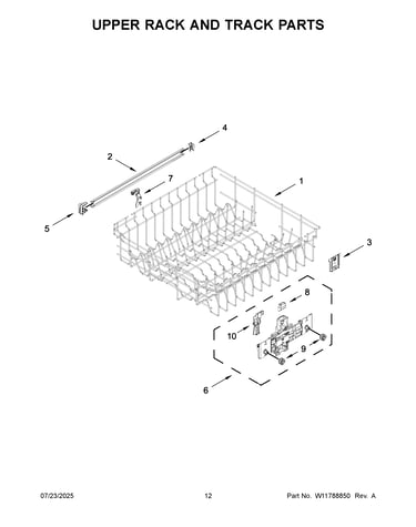 Upper rack and track parts